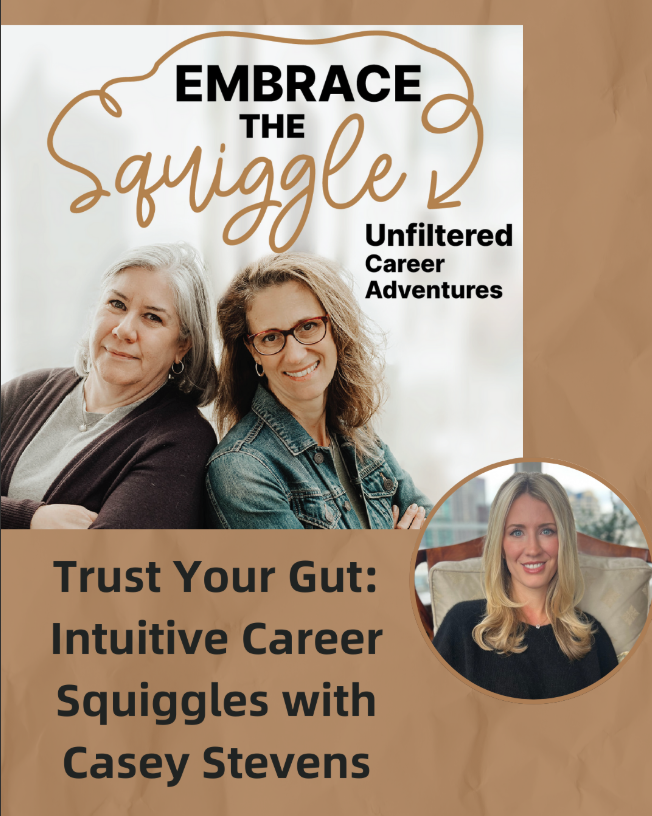 Embrace the Squiggle with Kristine and Colleen with image of Casey Stevens and hosts